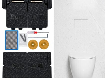 زر تدفق مخفي للمرحاض نظام ضغتين Geberit.  (Built-in )